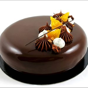 Mascarpone Mousse with Orange Jelly and Orange Crémeux on Dark Chocolate Brownie ~ Orange Frullato Entremet