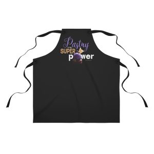 Pastry is my Superpower Unisex Black Apron with Zinfandel Dessert