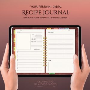 Digital Recipe Journal ~ Blank Digital Logbook for Your Recipes with Digital Sticker Bundle