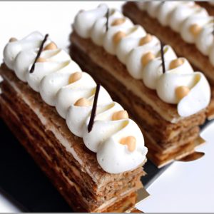 Mascarpone Pastry Cream with Orange Curd, White Chocolate, and Crispy Puff Pastry ~ Orange Mille-Feuille