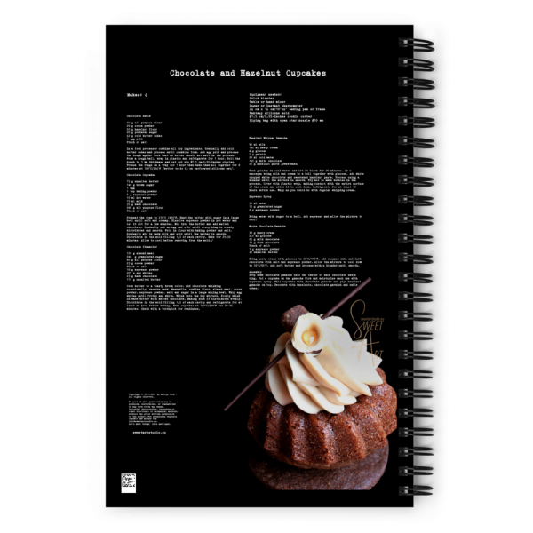Hazelnut Cupcake Black Dotted Spiral Notebook with Recipe