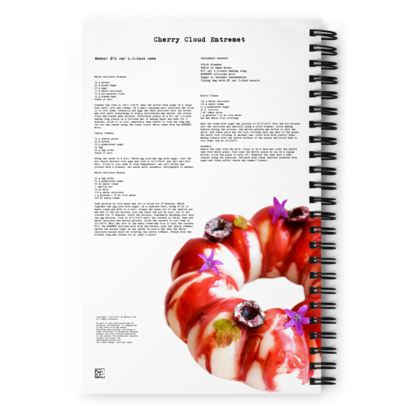 Cherry Cloud Entremet White Dotted Spiral Notebook with Recipe