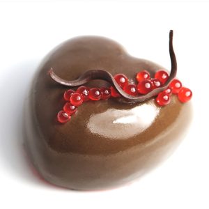 White Chocolate Mousse with Pomegranate Caviar on Pomegranate Brownie ~ Sweetheart Desserts Recipe